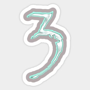 3 (number) chrome Sticker